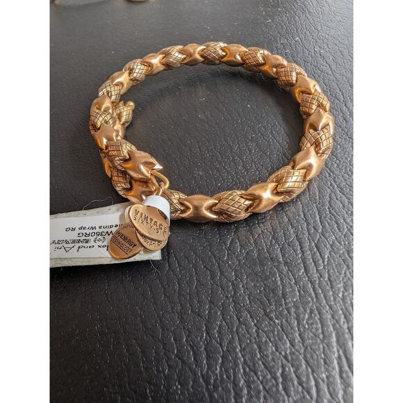 Alex and Ani Gold Bangle Bracelet Set of 2 – Rare Chain-Link + Initial "J" – NWT - Picture 3 of 6